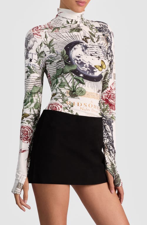 Alice And Olivia Graphic-print Turtleneck Top In White