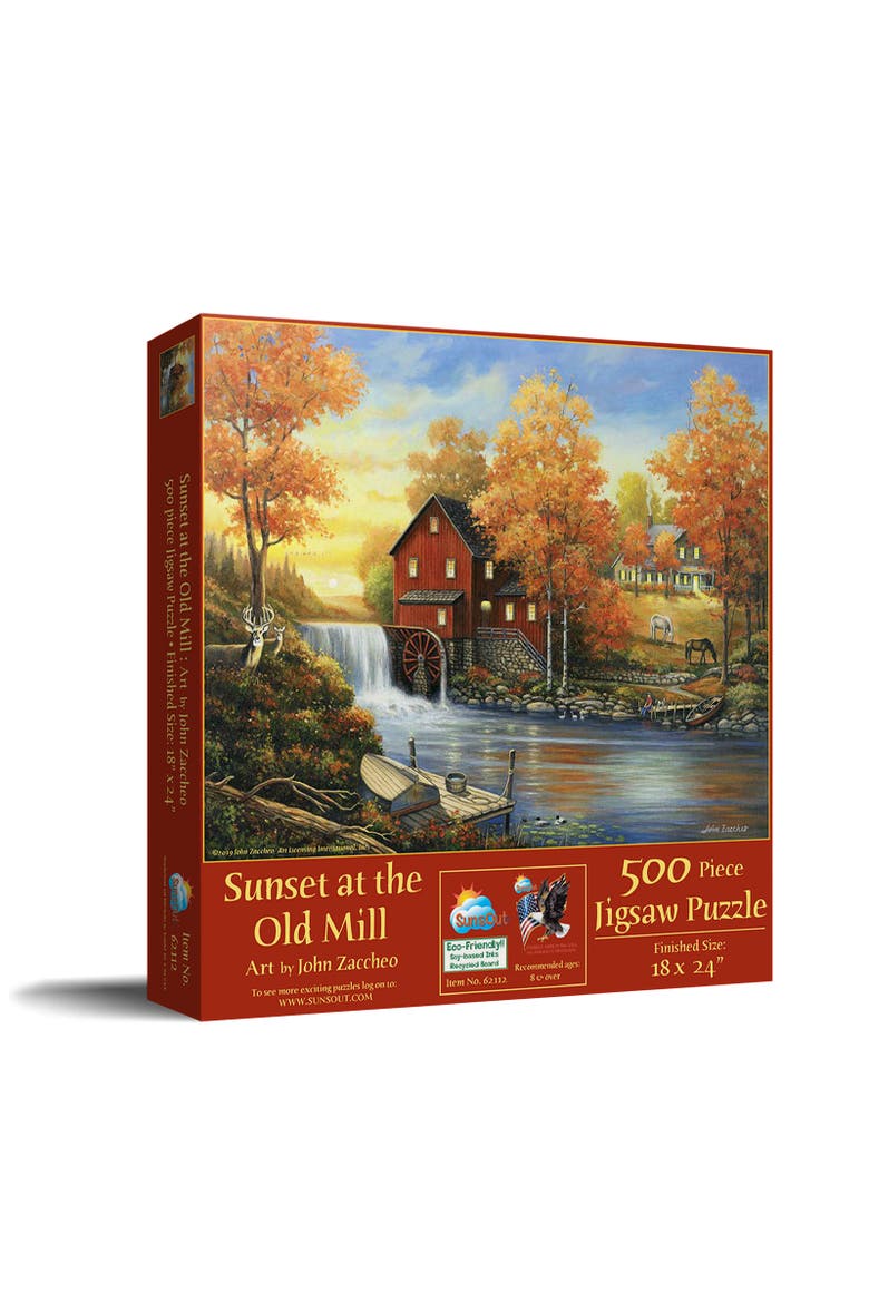 Sunset at the Old Mill 500 piece Jigsaw Puzzle for Adults, Main, color, Multicolor