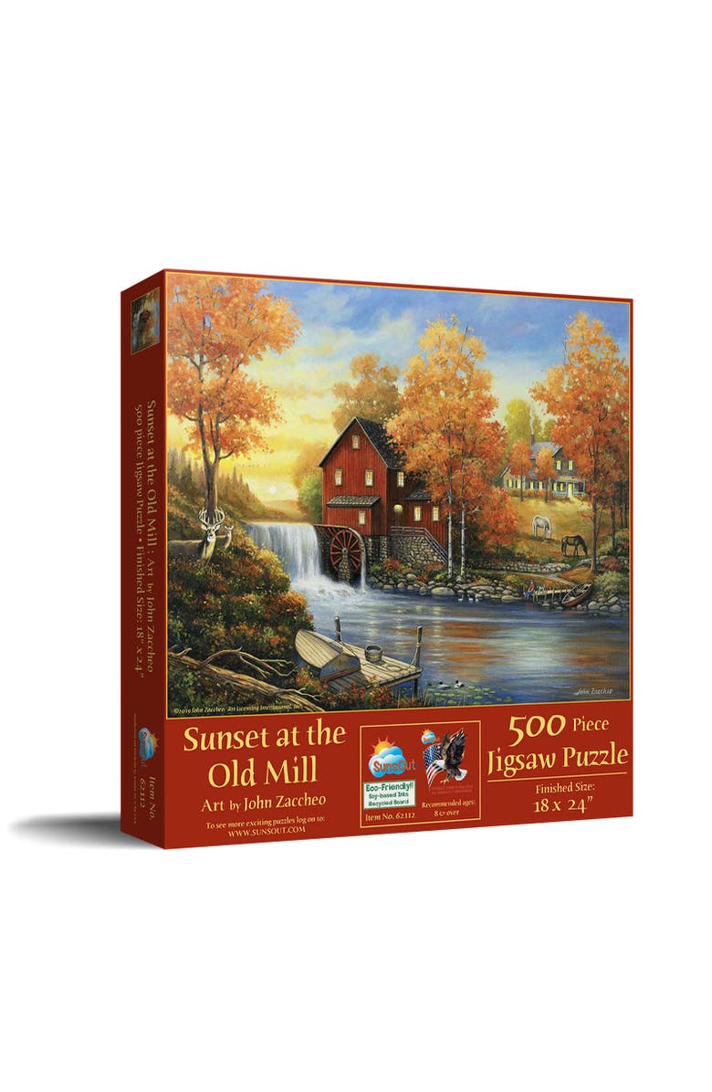 Sunsout Sunset at the Old Mill 500 piece Jigsaw Puzzle for Adults, Main, color, Multicolor