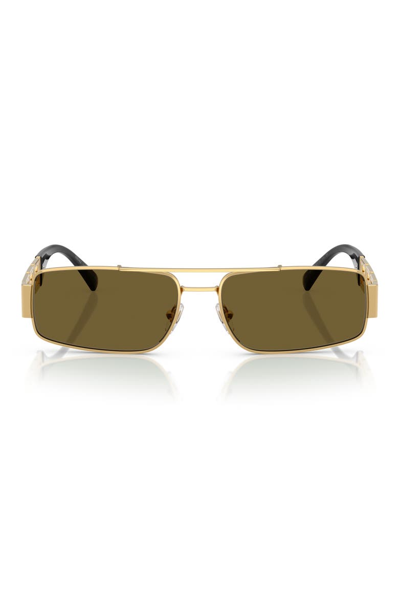 60mm Rectangular Sunglasses, Main, color, GOLD / DARK BROWN