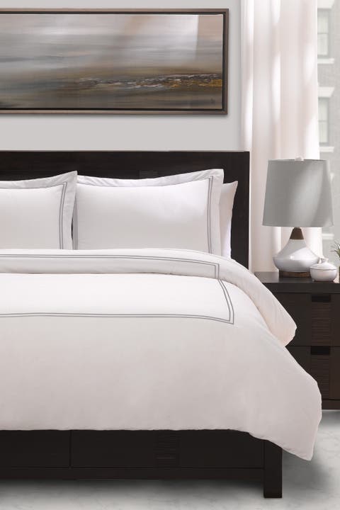Stone Cotton Percale 3-Piece King/Cal King Duvet Set