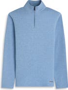 Bugatchi Waffle Quarter Zip Cotton Blend Pullover