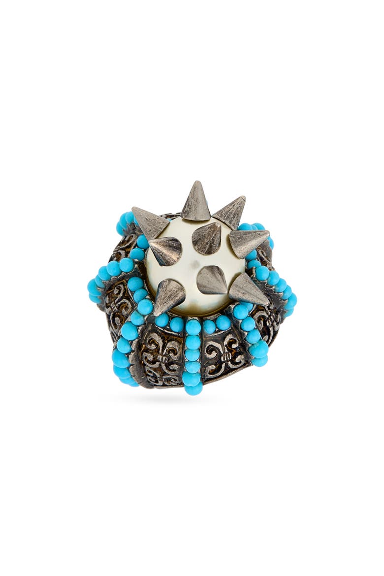 Crystal Spike Statement Ring, Main, color, LIGHT BLUE