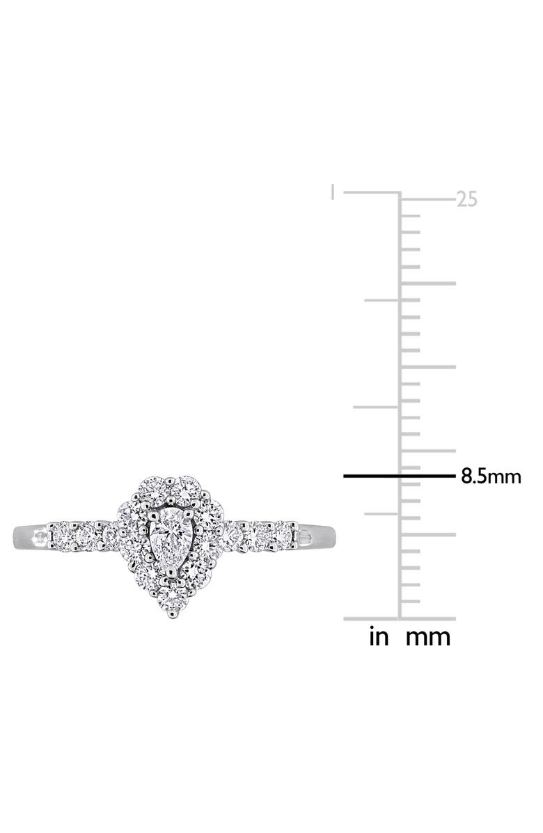 Created Forever Sterling Silver Pear Cut Lab Grown Diamond Halo Ring, Alternate, color, Silver