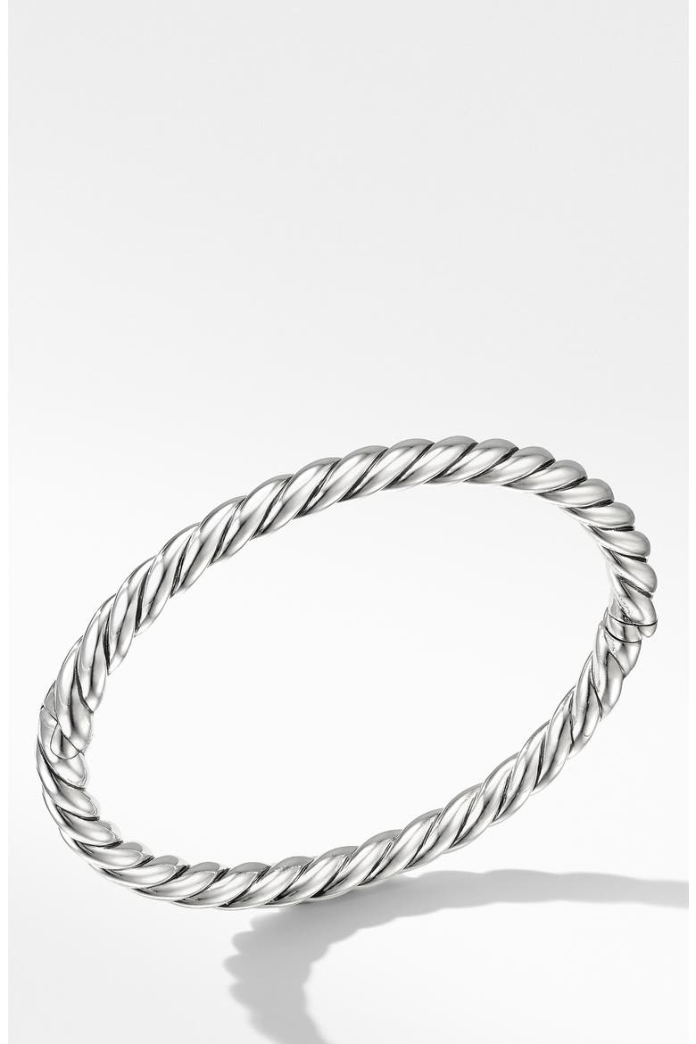 Sculpted Cable Bangle Bracelet in Sterling Silver, 5mm, Alternate, color, SILVER