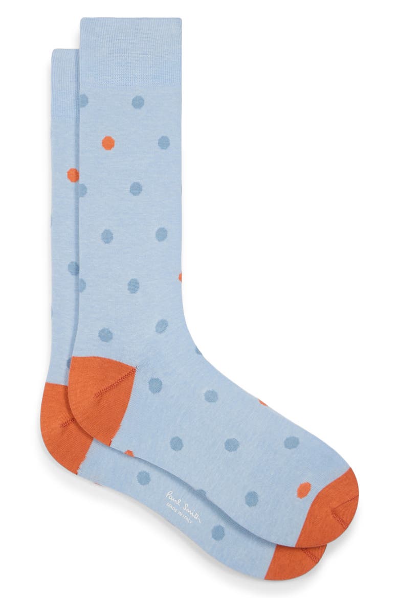 Orlando Polka Dot Dress Socks, Main, color, LIGHT BLUE