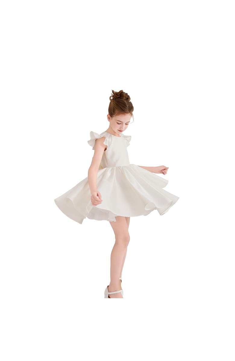 Tulleen Ruffle Sleeve Flare Dress, Alternate, color, White