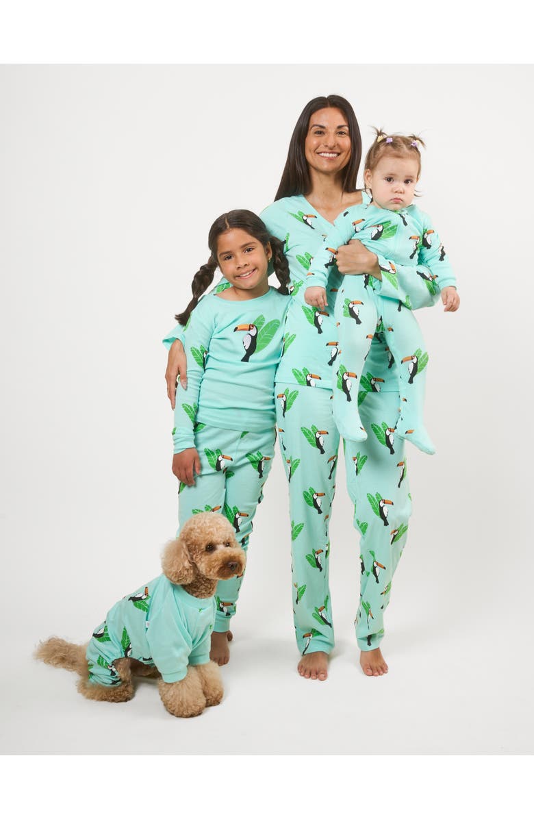 Leveret Kids Two-Piece Cotton Printed Matching Family Pajamas, Animal Friends, Alternate, color, Toucan Bird