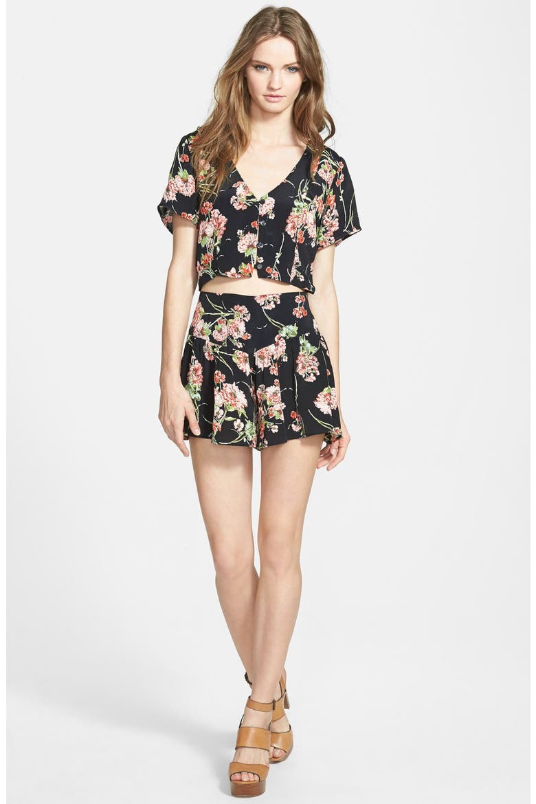 Floral Shorts, Alternate, color, BLACK/ PINK