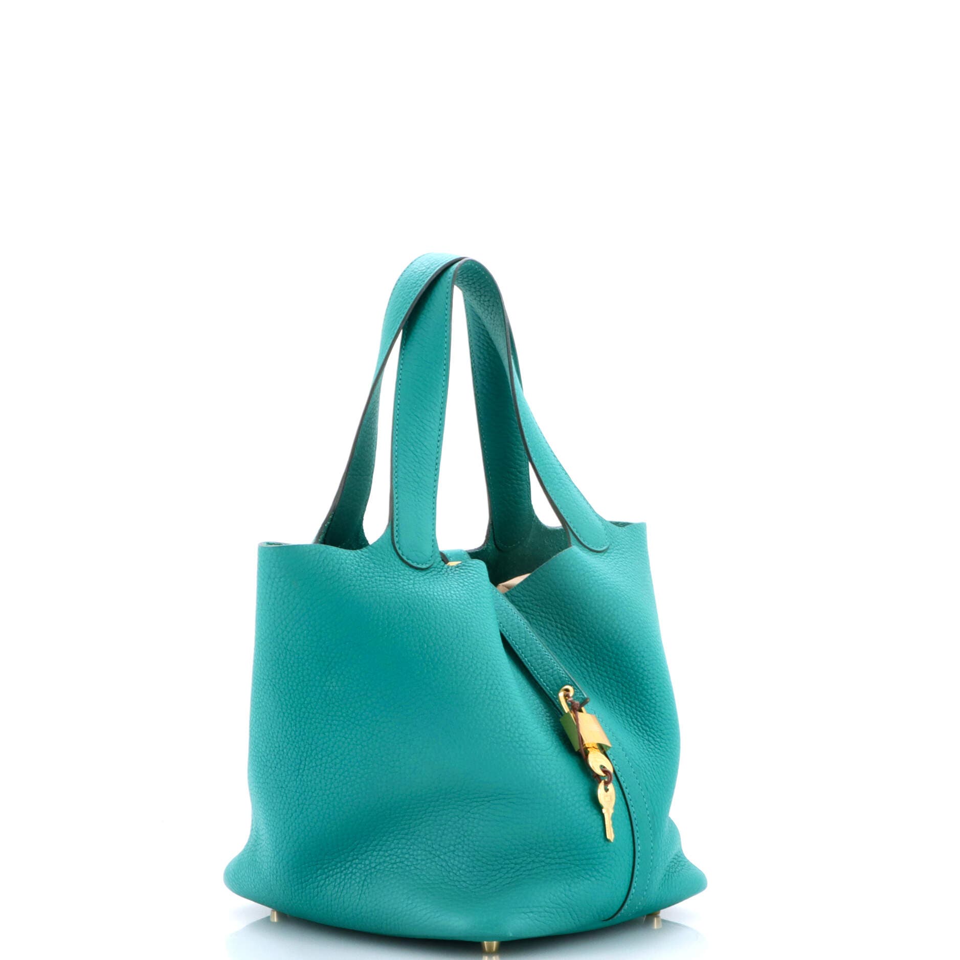 Pre-Owned Hermes Picotin Lock Bag Clemence MM, Alternate, color, Vert Verone