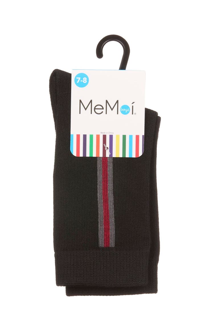 Stripe Fine-Gauge Crew Sock, Alternate, color, Black