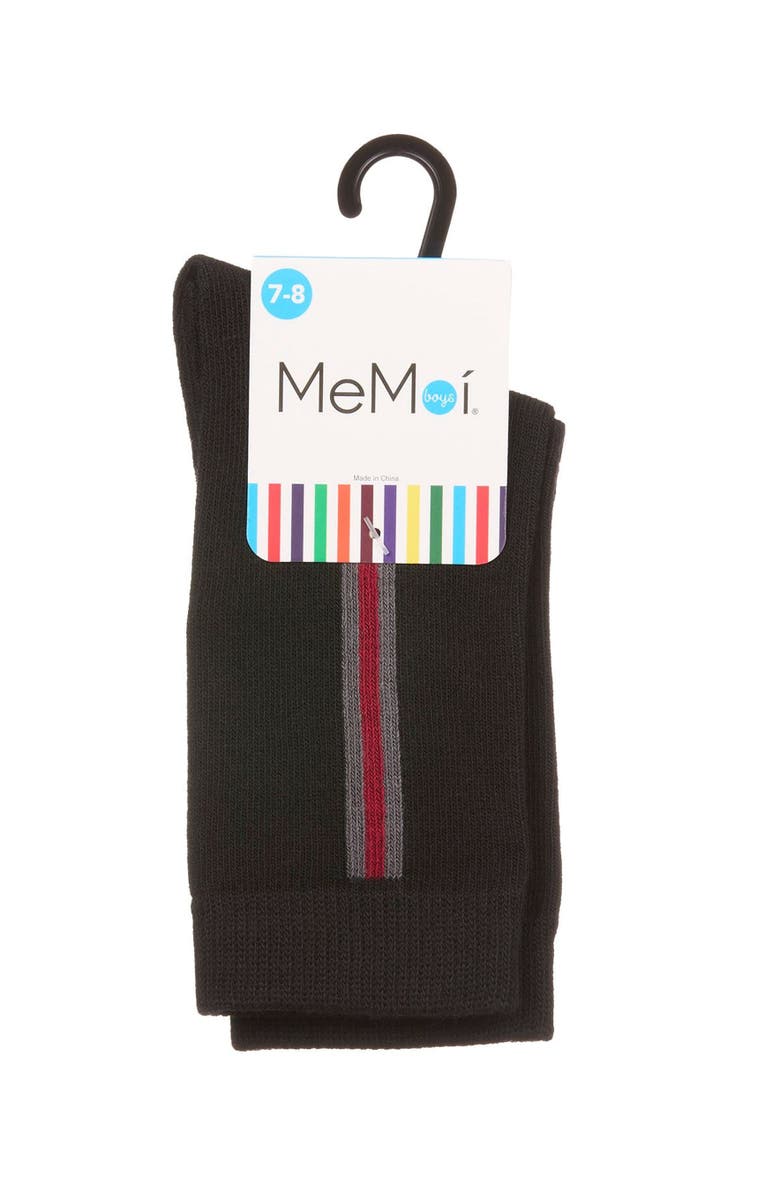 MeMoi Stripe Fine-Gauge Crew Sock, Alternate, color, Black