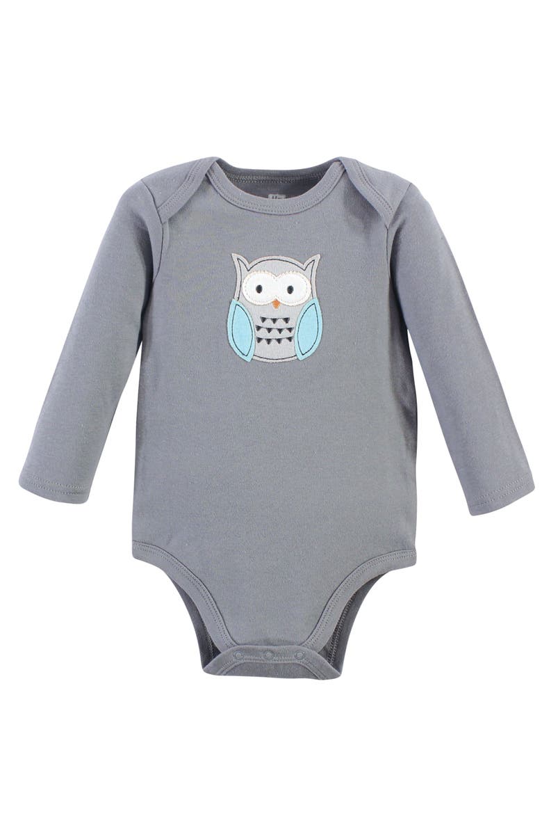 Hudson Baby Cotton Long-Sleeve Bodysuits 5-Pack, Alternate, color, Gray Forest
