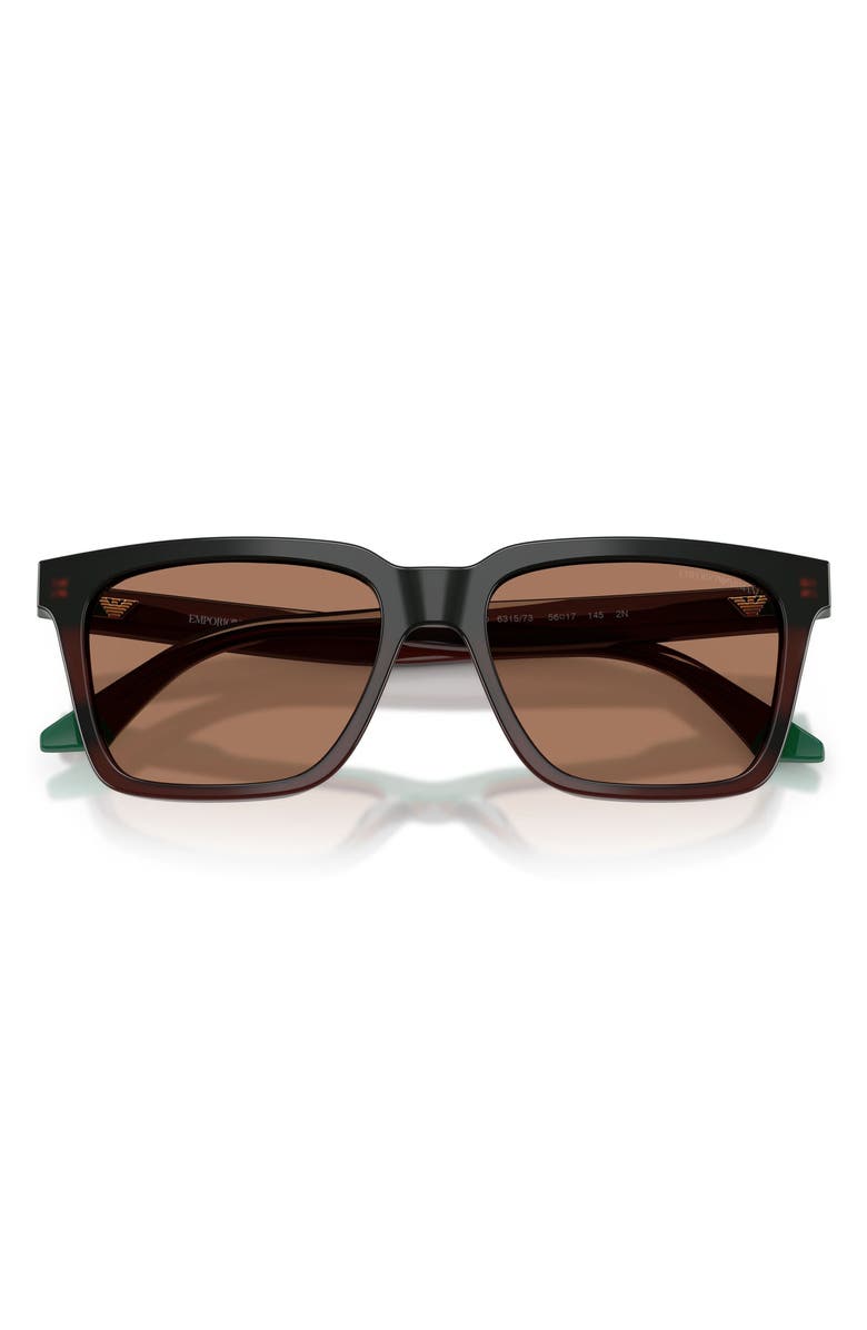 Emporio Armani 55mm Square Sunglasses, Alternate, color, Opal Brown/ Green / Brown