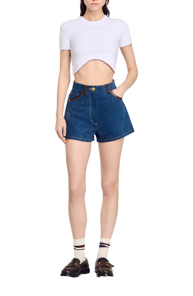 SANDRO Cropped T-shirt, Alternate, color, 