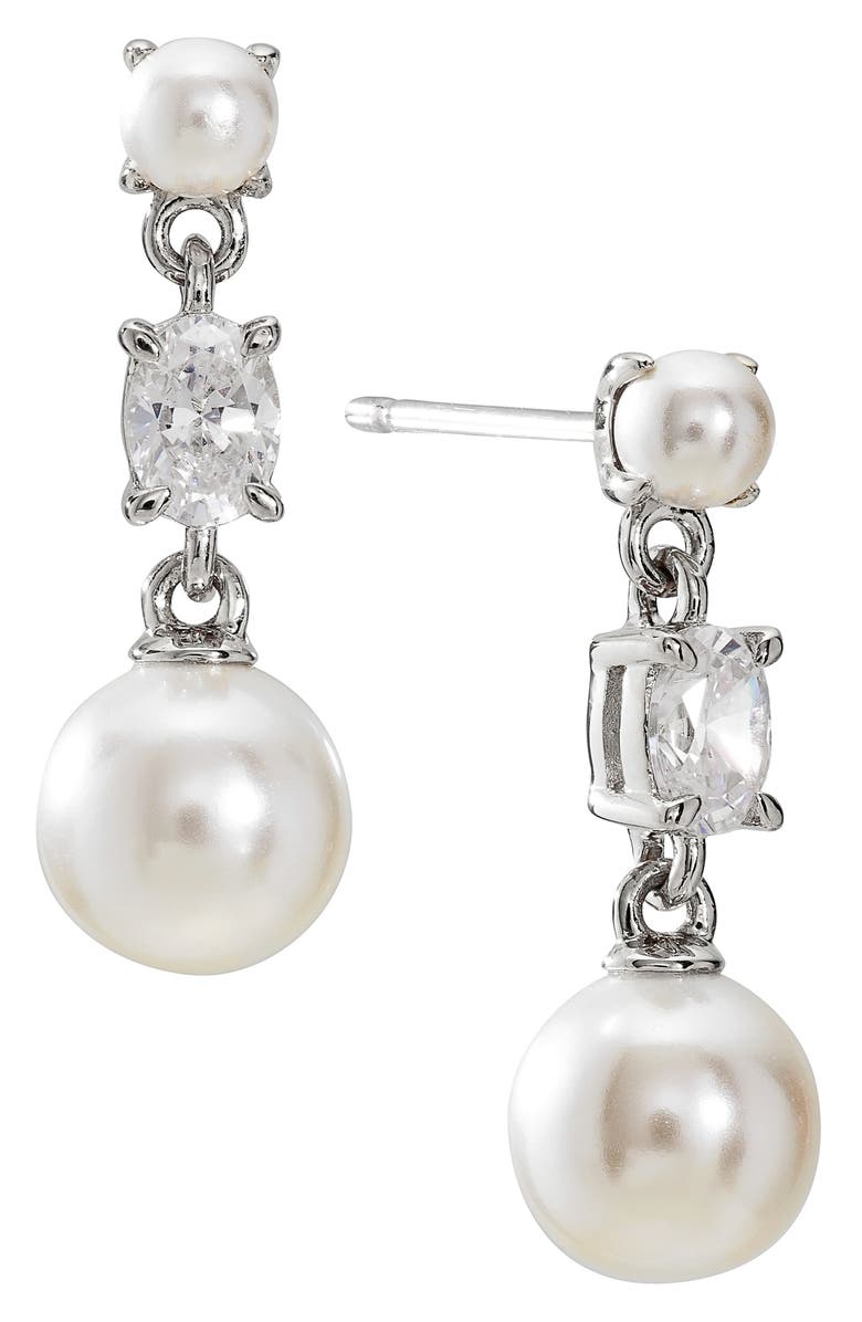 Nadri Emilia Imitation Pearl Drop Stud Earrings, Main, color,