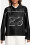 Oversize Long Sleeve V-Neck Jersey Top