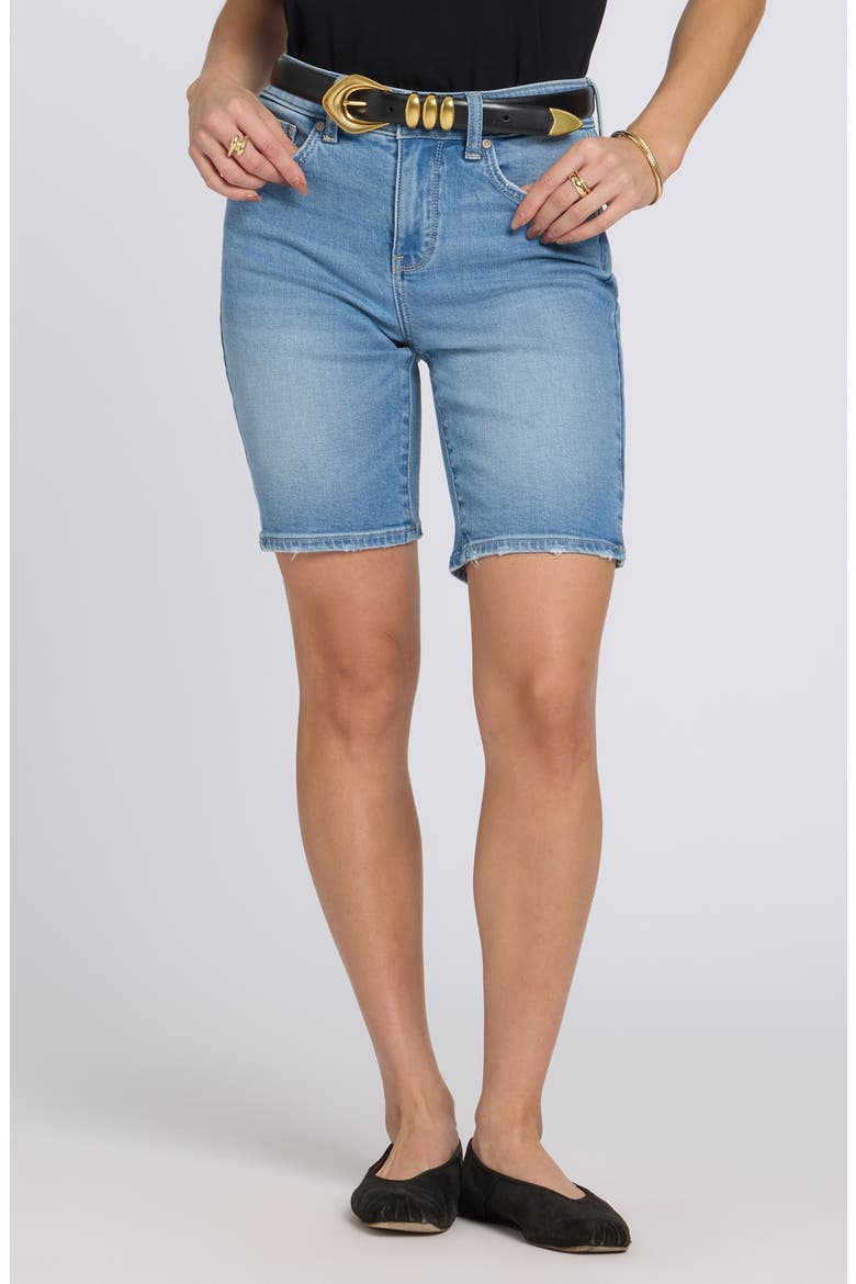 Ella Side Slit Denim Shorts, Main, color, VISTA LAKES