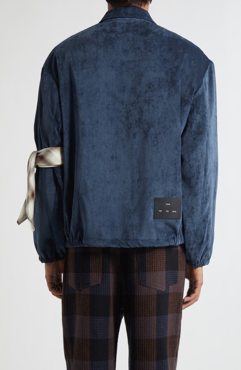 SONG FOR THE MUTE Slim Faux Suede Coach's Jacket, Alternate, color, Navy