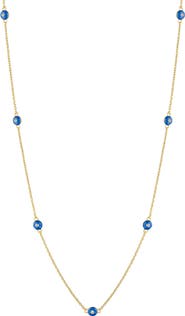 House of Frosted 14K Gold Plate Sterling Silver Enamel & White Topaz Station Chain Necklace