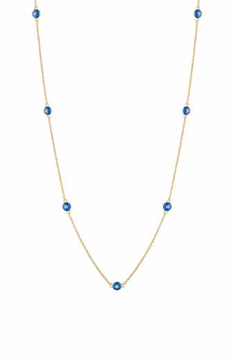 House of Frosted 14K Gold Plate Sterling Silver Enamel & White Topaz Station Chain Necklace