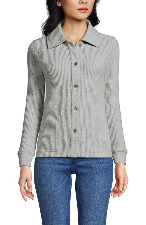 Lands' End Waffle Relaxed Long Sleeve Shirt Jacket In Gray