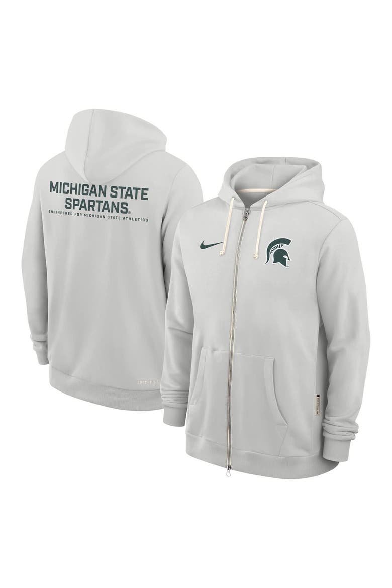 Men's Nike Gray Michigan State Spartans 2025 Sideline Standard Issue Dri-FIT Full-Zip Hoodie, Alternate, color, Gray