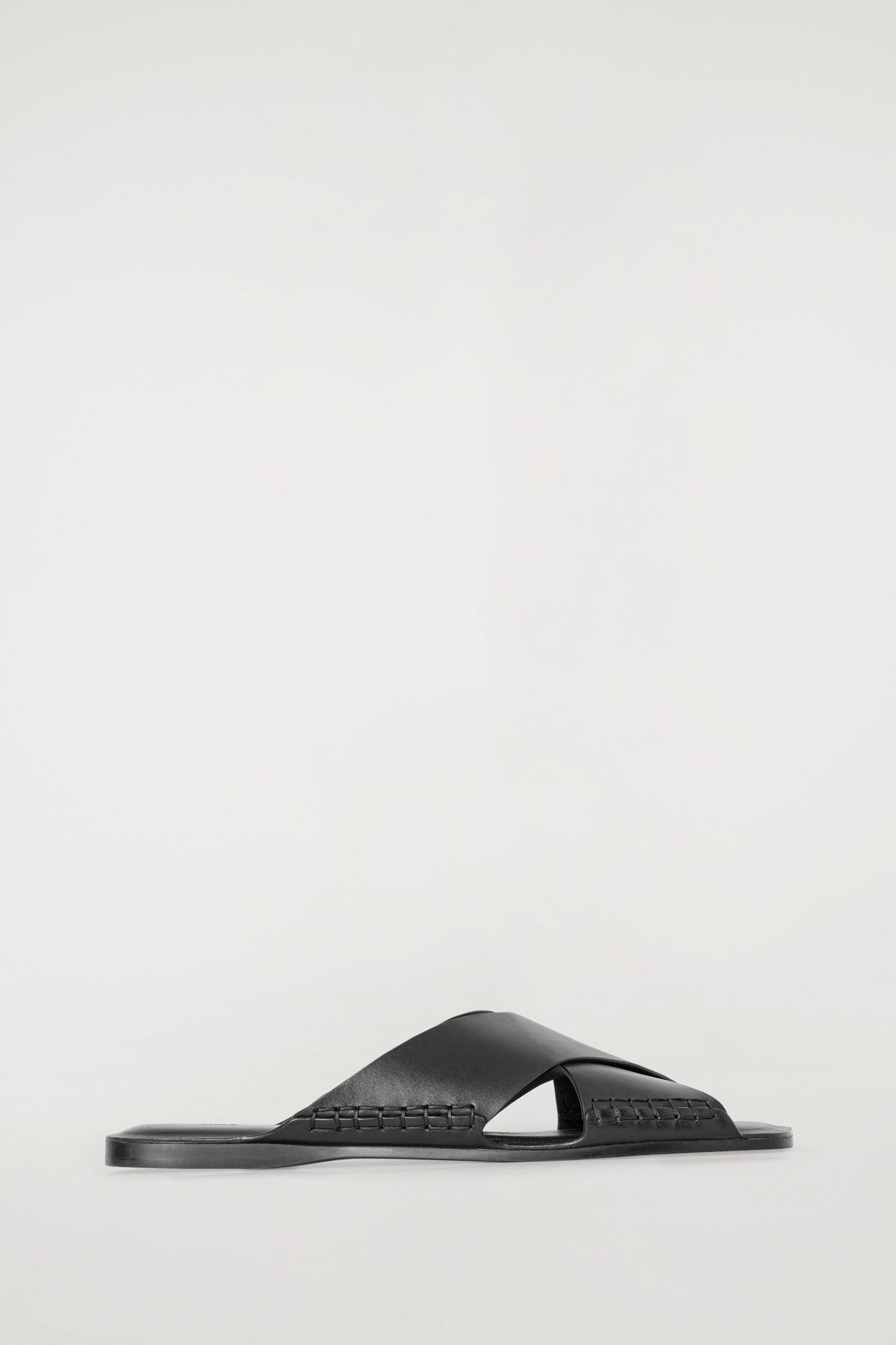 COS Crossover Leather Sandals, Main, color, Black