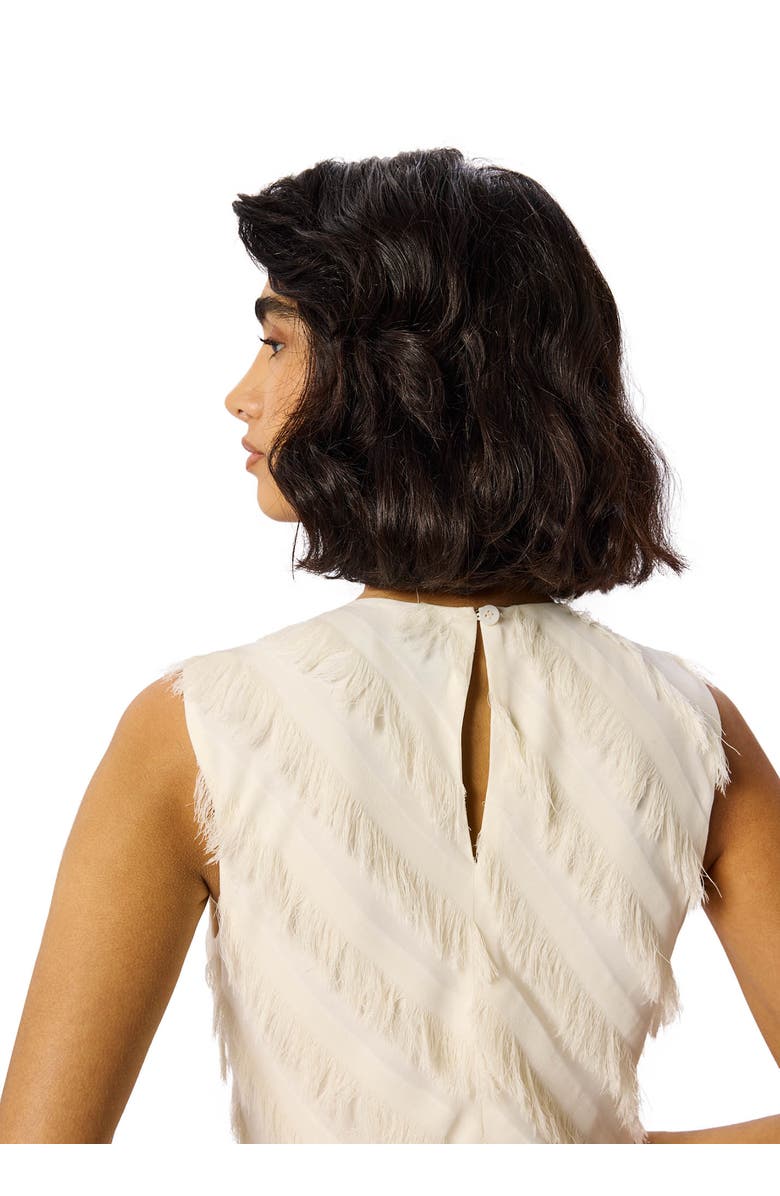 Whistles Fringe Textured Midi Dress, Alternate, color, Ivory