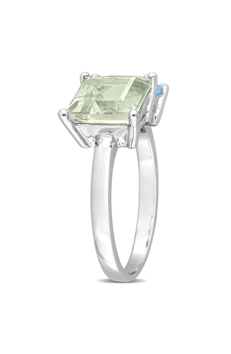 DELMAR Square Green Quartz & Blue Quartz Ring, Alternate, color, Silver/ Green/ Blue