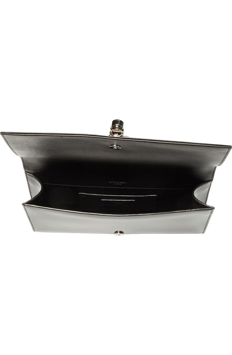 Saint Laurent Kate Glossy Leather Clutch, Alternate, color,