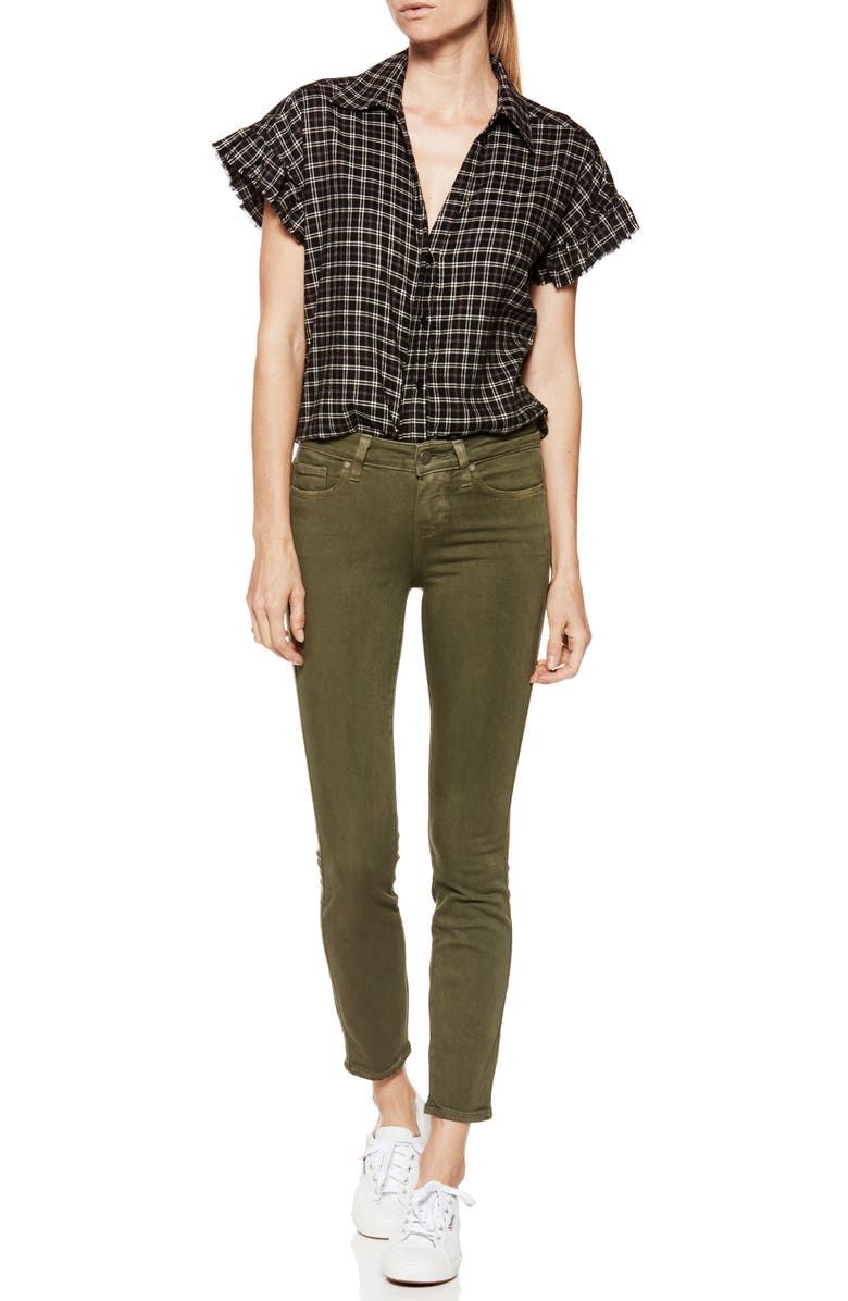 PAIGE Jaylin Raw Edge Ruffle Sleeve Shirt, Alternate, color, 