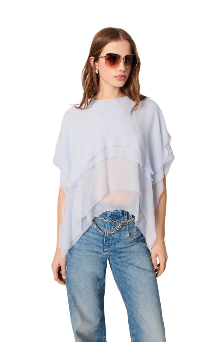 maje Ruffled chiffon top, Main, color,