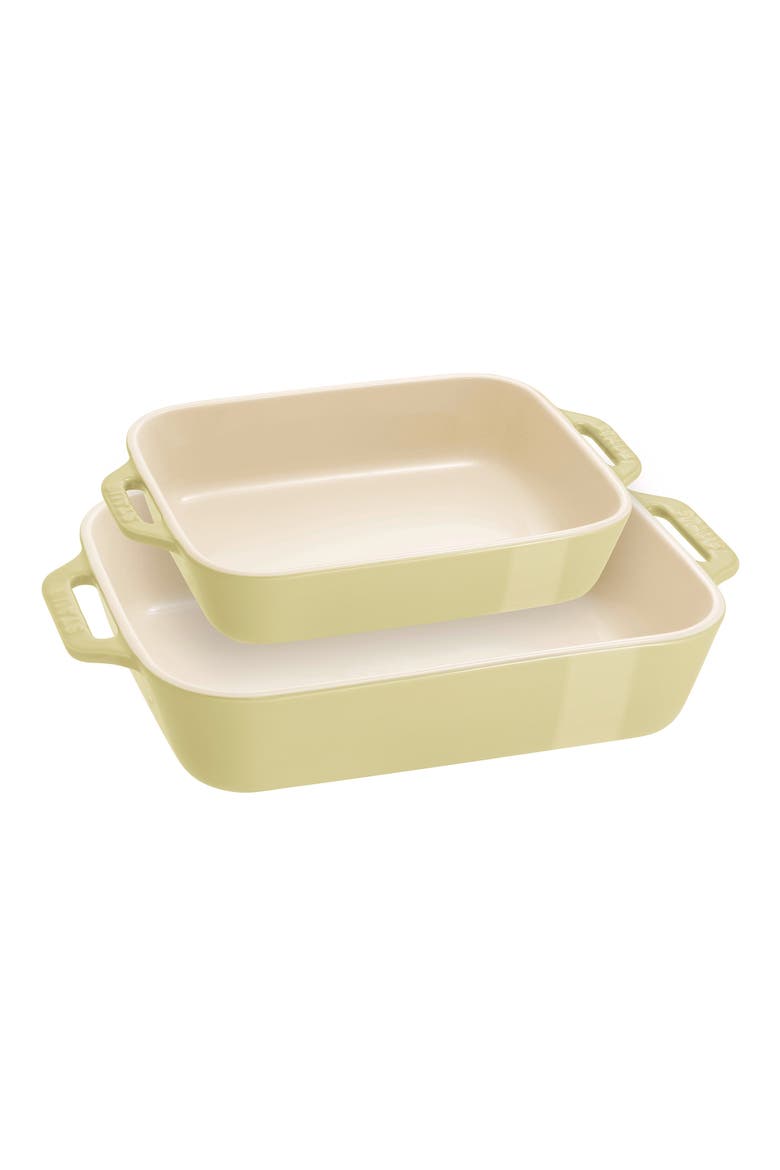 2-Piece Ceramic Rectangular Baking Dishes, Main, color, GREEN