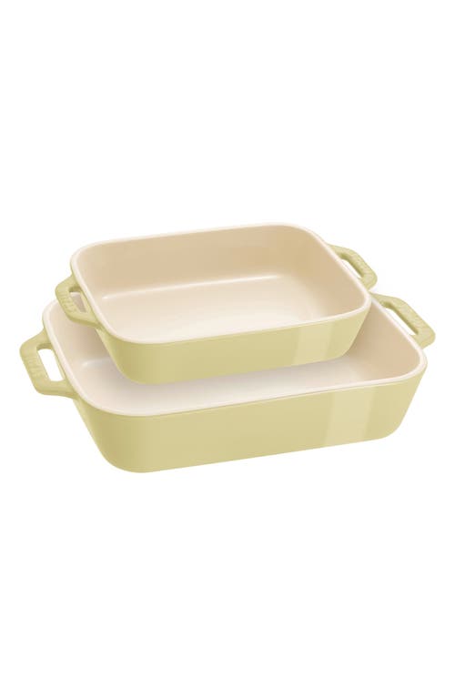Staub Ceramic 2pc Pastel Green Rectangular Baking Dish Set In Green