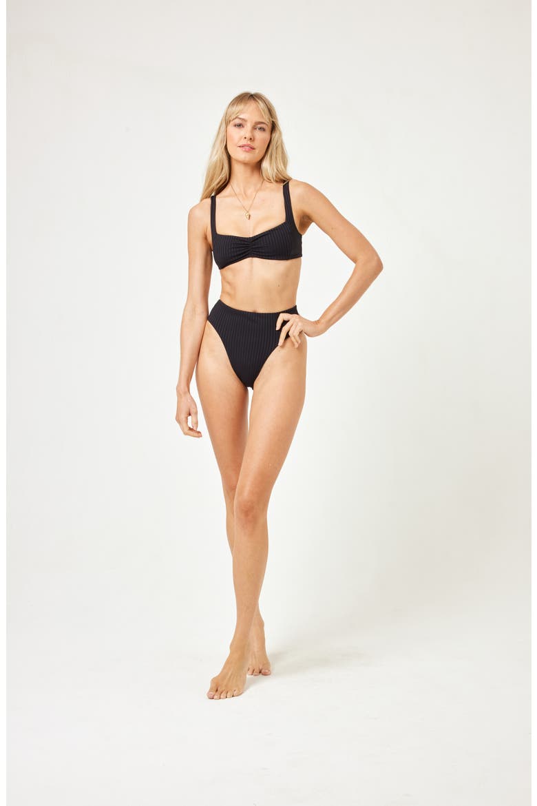Effie Cutout Bikini Top, Alternate, color, BLACK
