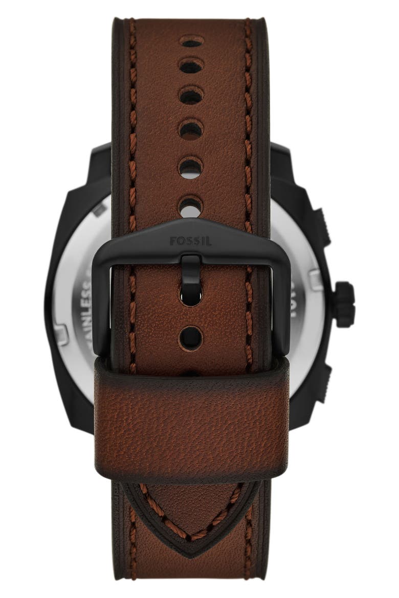 Machine Chronograph Leather Strap Watch, 44mm, Alternate, color, BROWN SMOKE