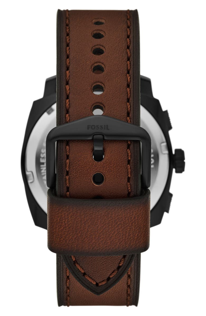 Fossil Machine Chronograph Leather Strap Watch, 44mm, Alternate, color, Brown Smoke