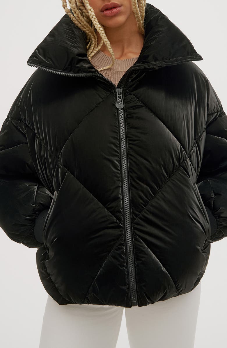 Noize Paris Water Resistant Hooded Puffer Jacket, Alternate, color, Black