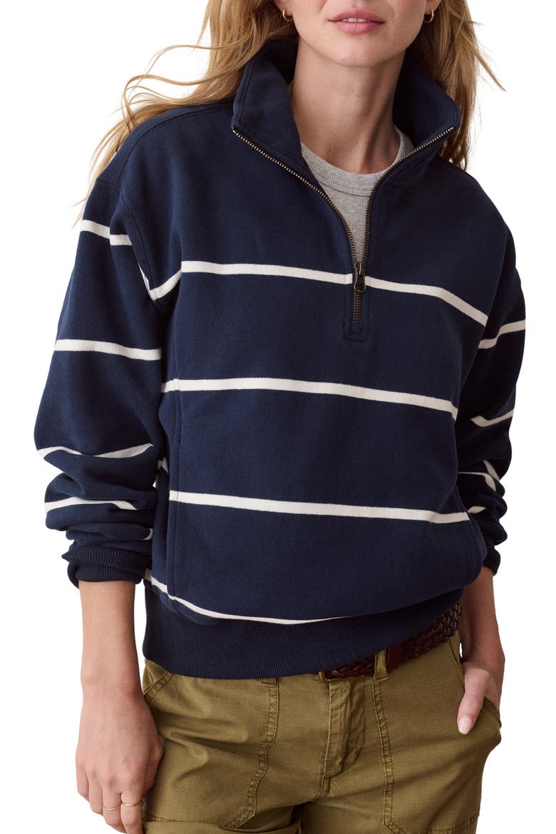 Cloud 9 Fleece Half Zip Pullover, Main, color, NAVY/ WHITE STRIPE