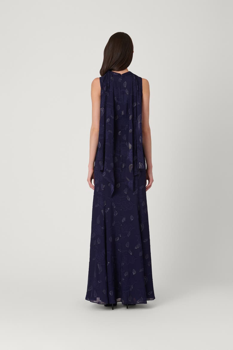 Midnight Lurex Clip Chiffon Quinn Dress, Alternate, color, Navy/Gold
