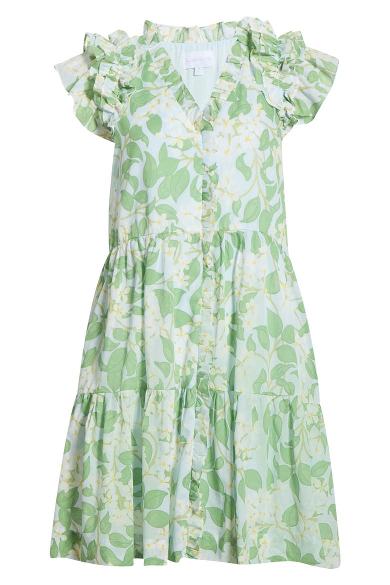 Kiany Floral Print Ruffle Minidress, Alternate, color, LIGHT-BLUE-GREEN
