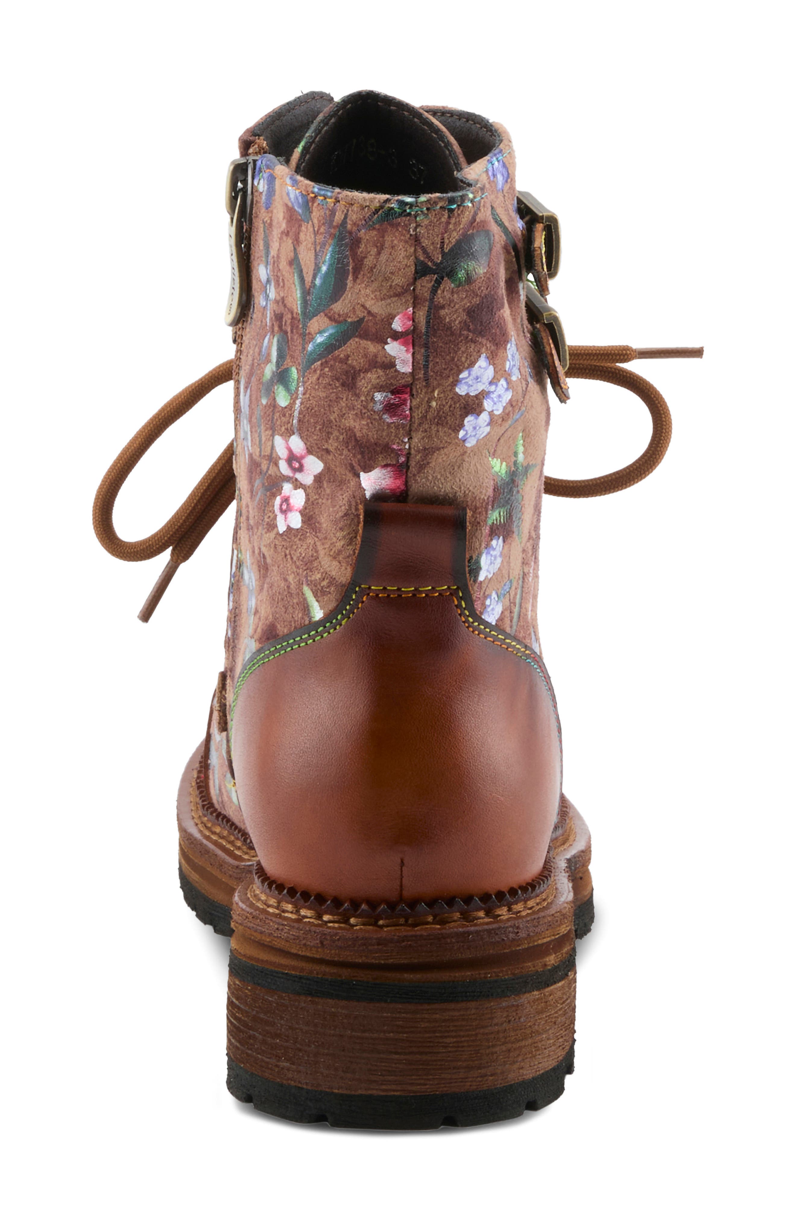 All The Way Floral Lace-Up Bootie, Alternate, color, CAMEL MULTI
