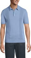 Lands' End Short Sleeve Vertical Rib Button Down Sweater Polo