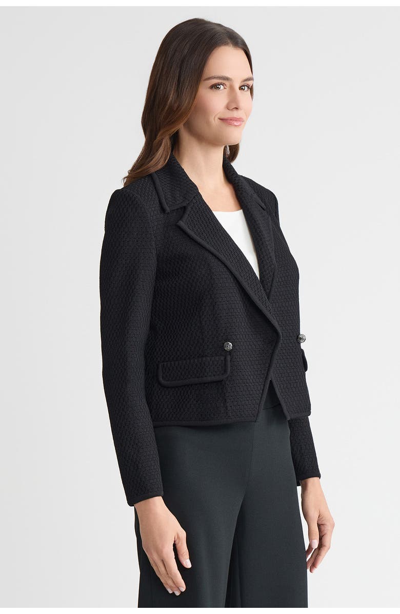 Ming Wang Tailored Double Breasted Textured Soft Knit Jacket, Alternate, color, Black