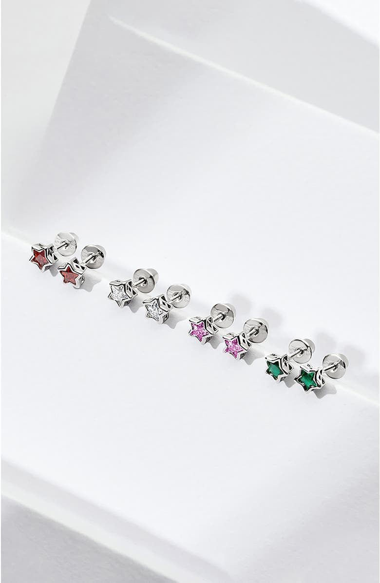 In Season Jewelry Cubic Zirconia Birthstone Star Earrings, Alternate, color, April