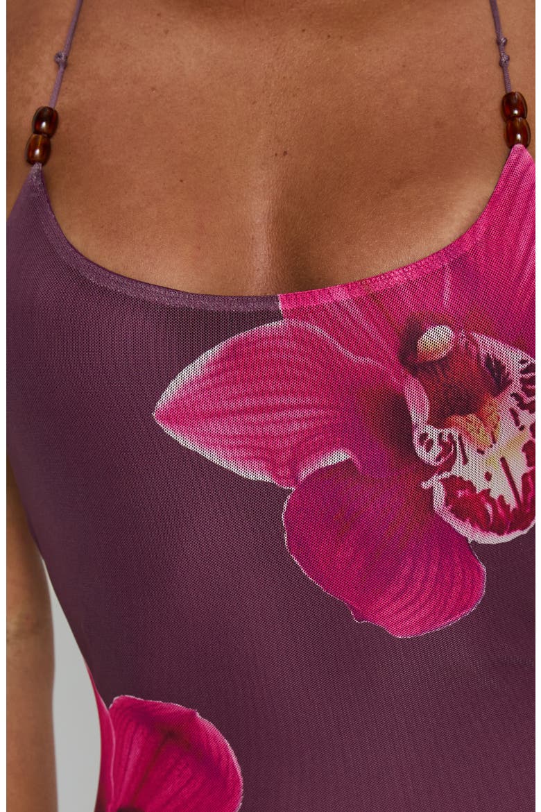 Kamina Beaded Halter Maxi Dress, Alternate, color, PLUM FLORAL