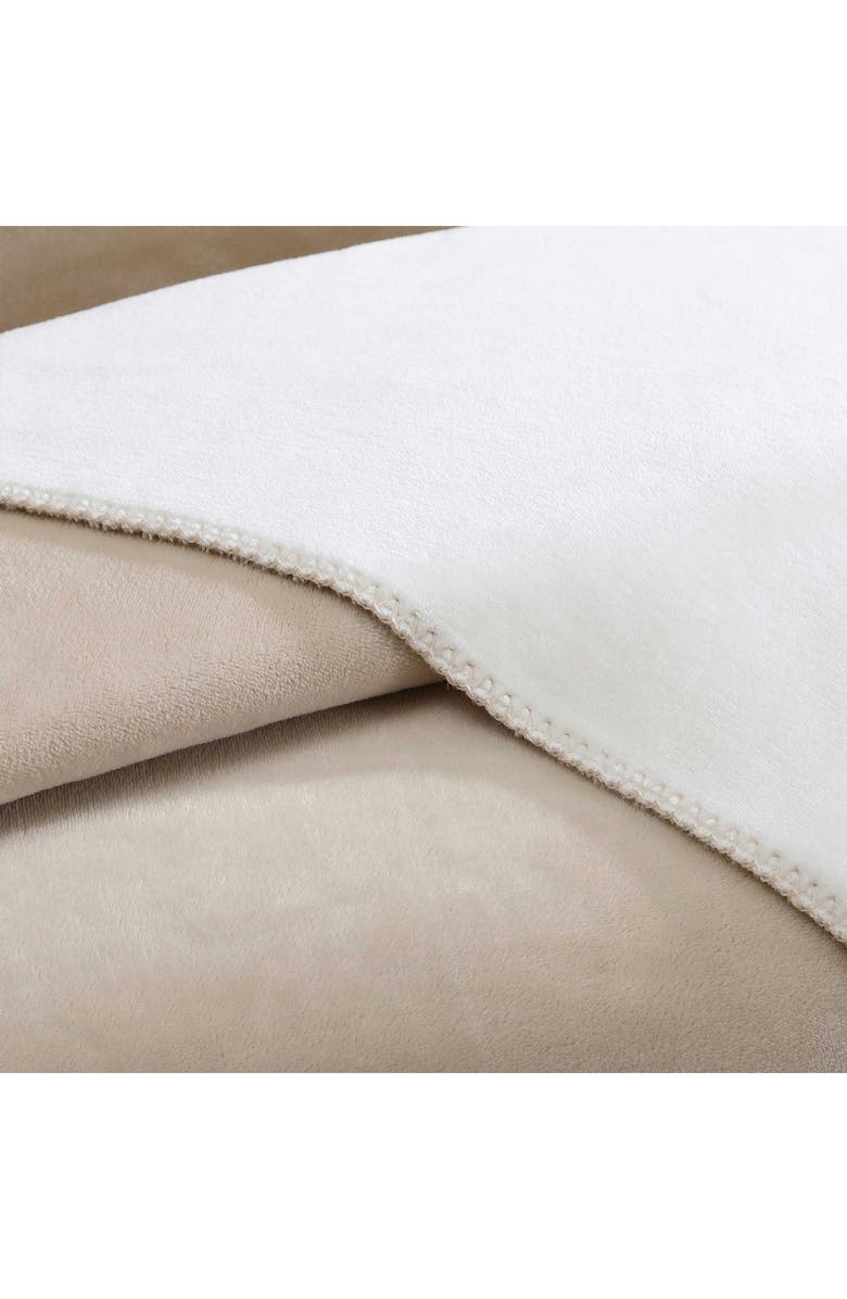 Calvin Klein Home Modern Reversible Solid Plush Blanket, Alternate, color, Light Beige