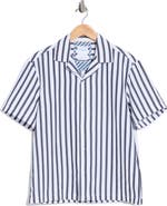 DENIM AND FLOWER Relaxed Fit Stripe Camp Shirt
