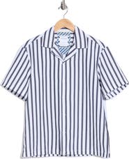DENIM AND FLOWER Relaxed Fit Stripe Camp Shirt